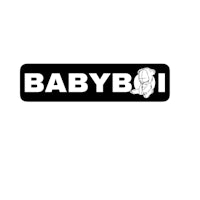 a black and white babybi logo on a white background